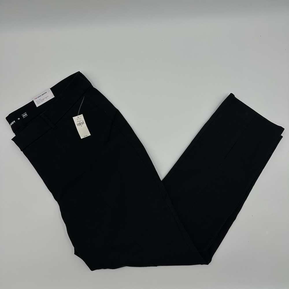Old Navy High Rise Pixie Split Hem Full Length Pants Womens 18 Black Stretch NWT